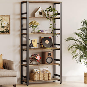 6-Tier Industrial Bookshelf, 31.5" Wide