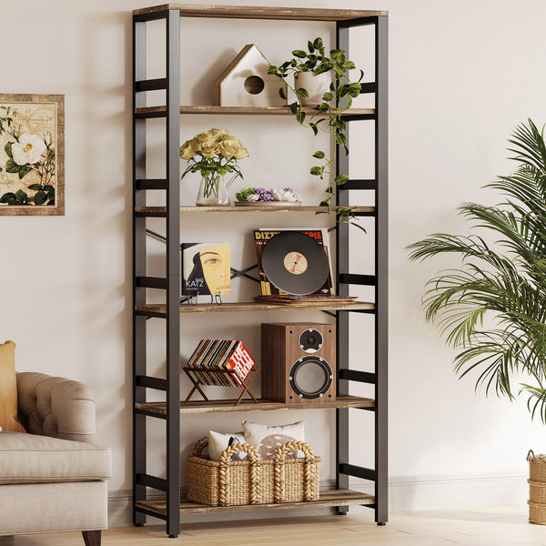 6-Tier Industrial Bookshelf, 31.5" Wide