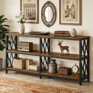 71" 3-Tier Console Sofa Table with Storage Shelves