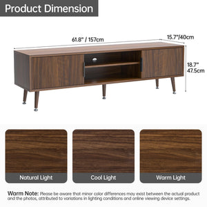 62-Inch TV Stand with Storage – Mid-Century Modern Media Console