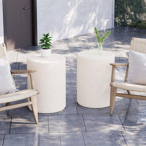 Outdoor Concrete Side Table — MgO Patio Accent Table