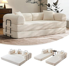 SAVENICA 79" Convertible Floor Sofa Bed, 5-in-1 Modular Sleeper with Removable Parts, No Assembly Corduroy Futon from Sofa to Oversized Bed, Non-Slip Base for Living Room, Dorm (Light Gray)