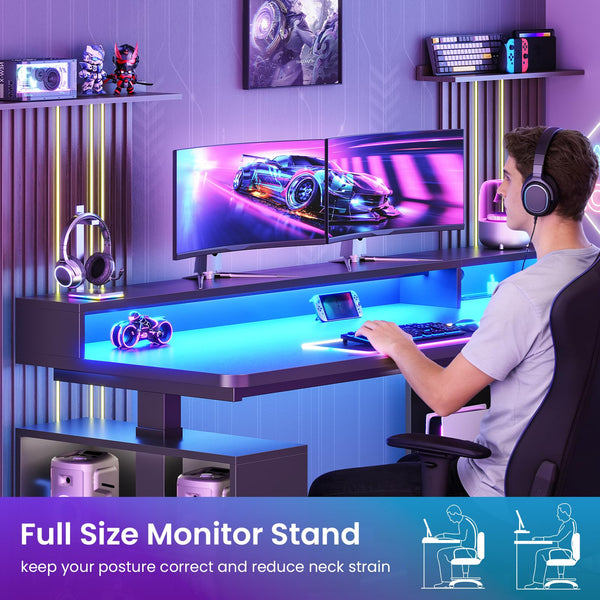 L-Shaped Electric Standing Desk 63"