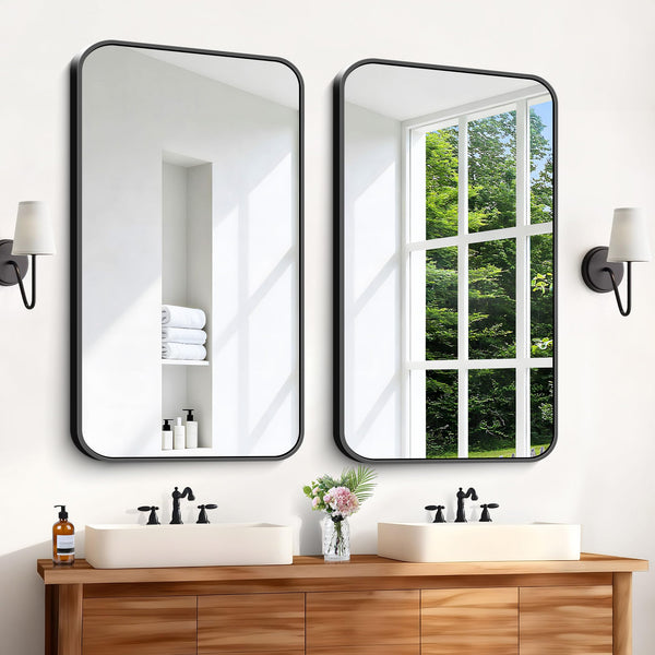 Rectangular Aluminum Frame Bathroom Mirror 28x42 Inch