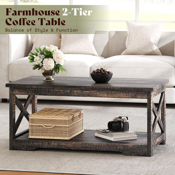 3-Piece Farmhouse Table Set with Charging Station & USB Ports
