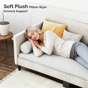 Twin Corduroy Upholstered Daybed Sofa Bed
