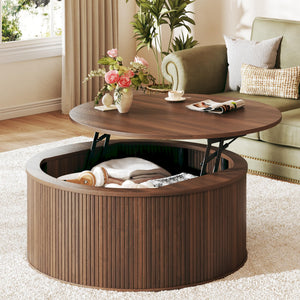 Round Lift-Top Coffee Table with Hidden Storage
