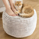 Round Corduroy Pouf Ottoman with Memory Foam Filling