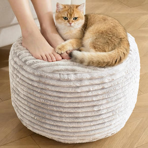 Round Corduroy Pouf Ottoman with Memory Foam Filling