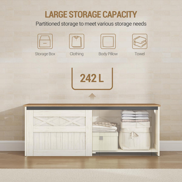 Farmhouse Storage Chest Bench Lift-Top 47.2"