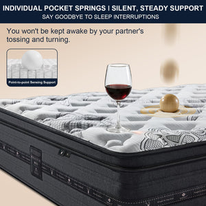 Hybrid Mattress in a Box – Gel Memory Foam & Pocketed Coils, Medium Firm, 12 Inch