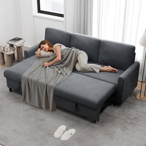 L-Shaped Sectional Sleeper Sofa with Storage Chaise