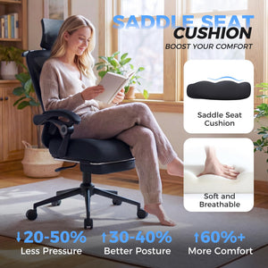 Ergonomic Office Chair with Footrest & Reclining Mesh Back