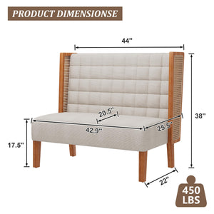 Mid-Century Modern Loveseat with Rattan Arms