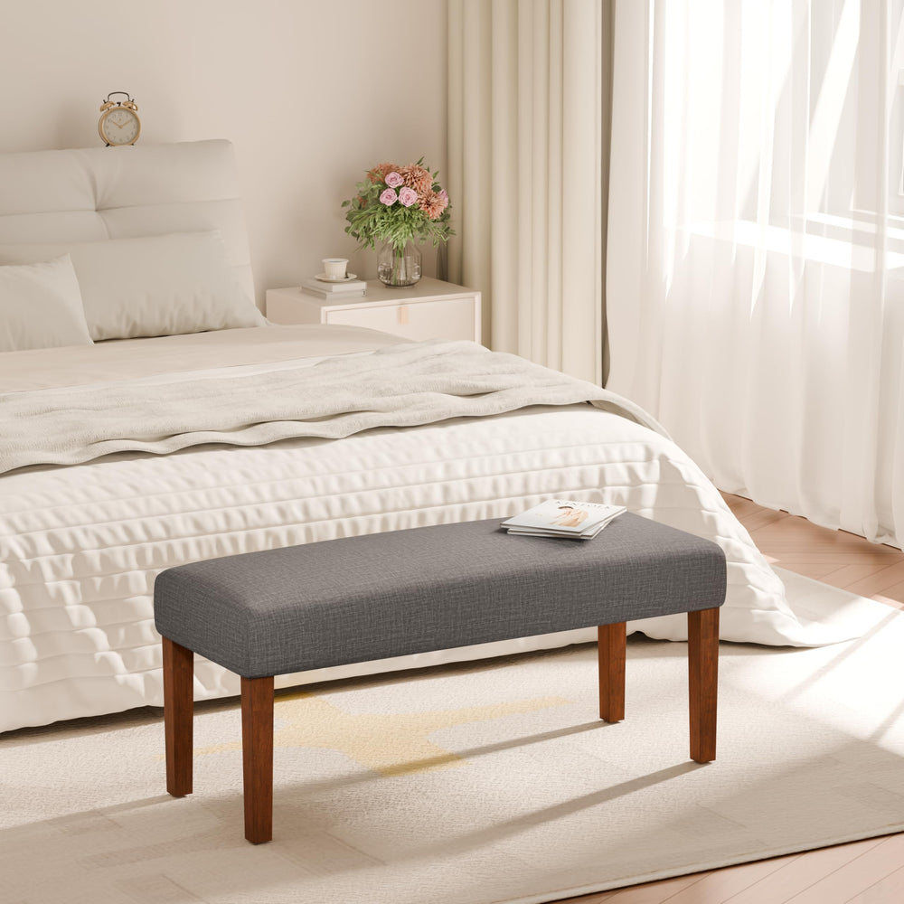 Upholstered Bedroom Bench with Wood Legs