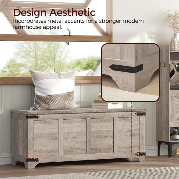 Storage Chest with Safety Hinges — Toy Box & Entryway Shoe Bench