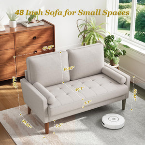 2-Seat Loveseat Sofa with Solid Wood Legs