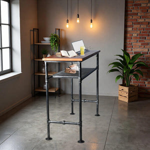 Industrial Pub Bar Table – Pine Wood Top & Steel Frame