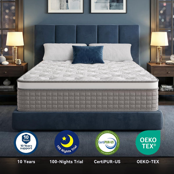 12-Inch Hybrid Mattress with Memory Foam & Pocket Springs