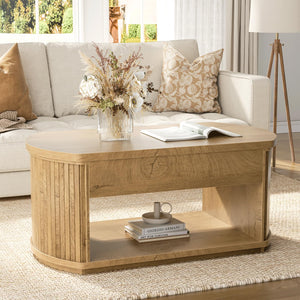 Oval Lift Top Coffee Table with Storage