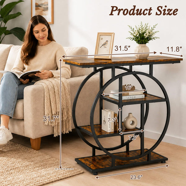 Narrow Console Table with Storage Shelves, 31.5"