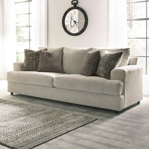 Cream Chenille Sleeper Sofa with Accent Pillows – 96" 3-Seat
