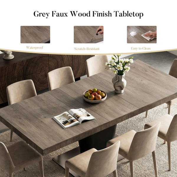 Extendable Dining Table 63 to 78.7 Inch for 4 to 10 People