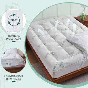 Cooling Memory Foam Mattress Topper with Bamboo Cover