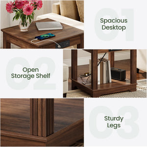 Farmhouse End Table with Charging Station