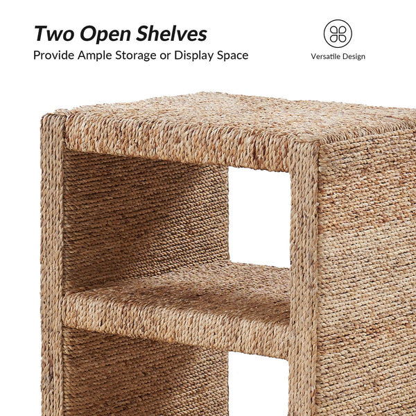 Rattan Nightstand with Seagrass Accents & Drawers – Set of 2