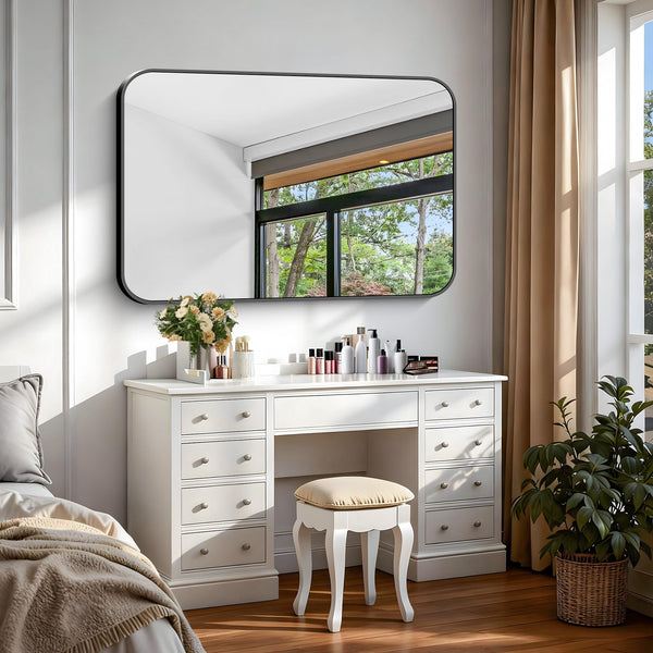 Rectangular Aluminum Frame Bathroom Mirror 28x42 Inch