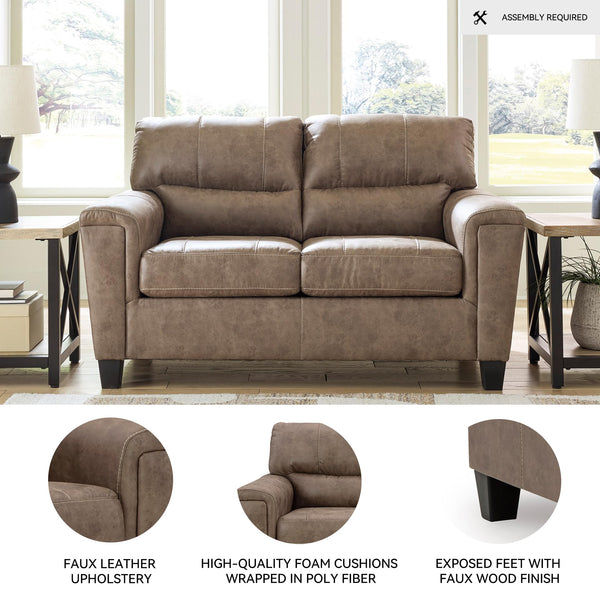 Dark Brown Faux Leather Loveseat