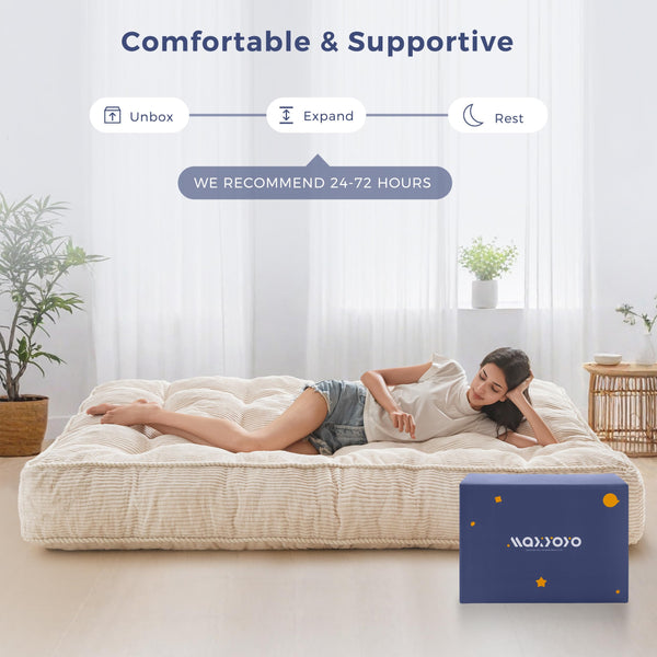 8-Inch Full Size Futon Mattress – Thick Shredded Foam Floor Sofa Bed