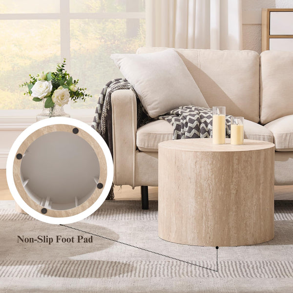 Round Nesting Coffee & Side Table Set of 2, Wood, No Assembly
