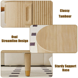 Oval Lift Top Coffee Table with Sliding Door Storage