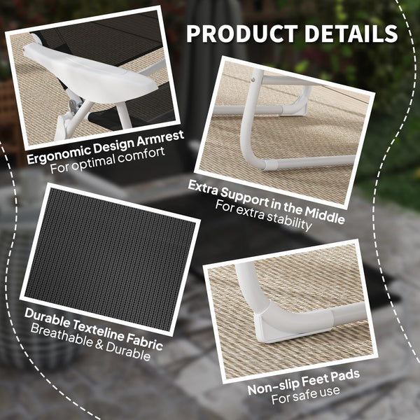 Folding Outdoor Chaise Lounge Chair with Reclining Back & Armrests