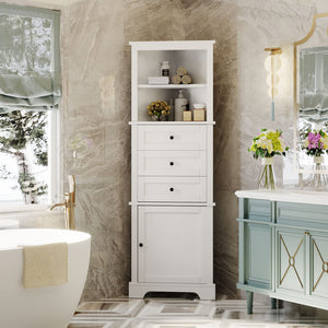 69" Tall Corner Cabinet with Adjustable Shelves and Drawers
