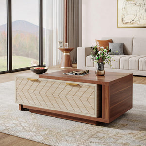 Extendable Coffee Table with Storage Drawers & Sliding Tabletop