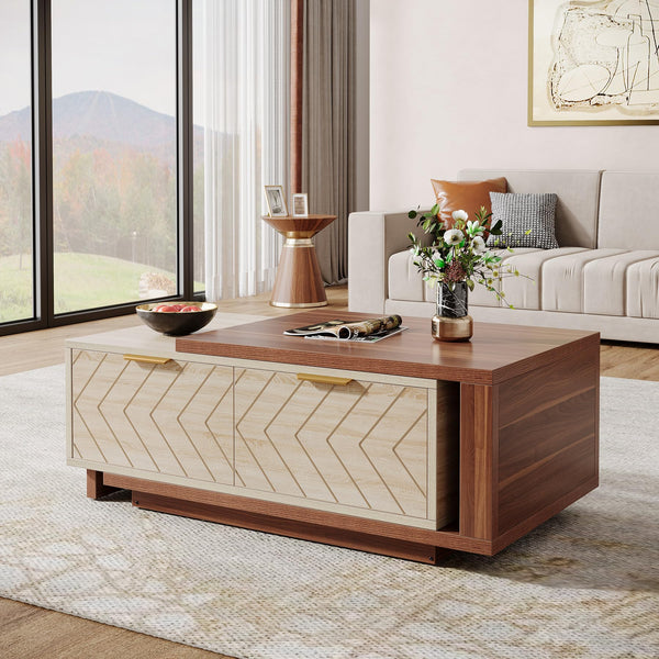 Extendable Coffee Table with Storage Drawers & Sliding Tabletop