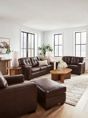 Dark Brown Leather Rectangular Ottoman