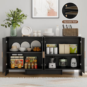 60" Sideboard Buffet Cabinet with 4 Doors & Adjustable Shelves