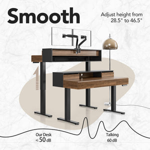Electric Standing Desk with Drawers & Monitor Shelf, 48 Inch