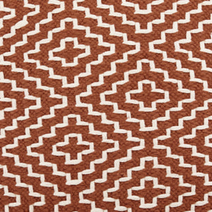 Handwoven Geometric Pouf Ottoman – Orange & White
