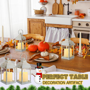 White LED Flameless Candle Lanterns Set of 12 – 10 Inch Battery Operated Indoor Outdoor Hanging Lights