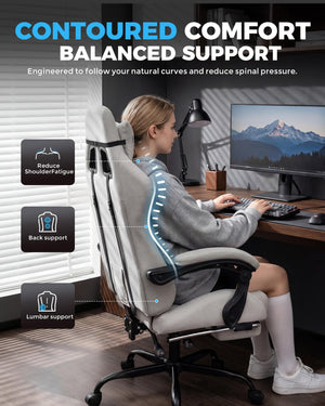 Fabric Gaming Chair with Pocket Spring Cushion