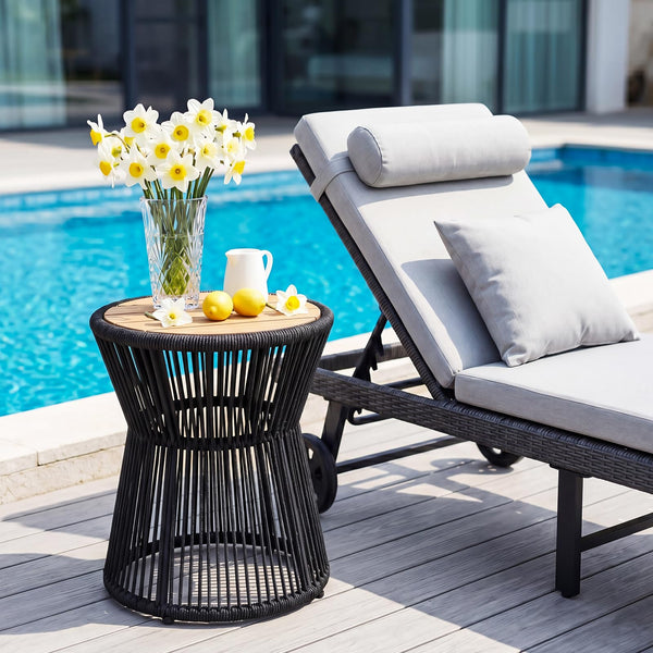 Outdoor Round Woven Side Table