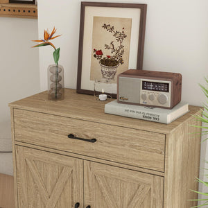 Wooden Cabinet with Drawer and 2-Door Storage