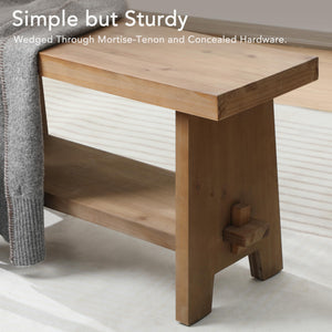 Solid Wood Farmhouse Entryway Bench