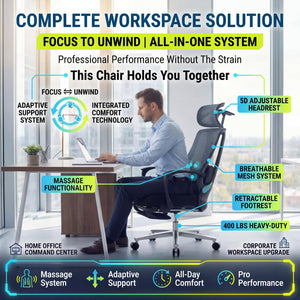 Ergonomic Office Chair with Footrest & Lumbar Massager
