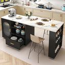 Rolling Kitchen Island with Swivel Table, Storage Cabinet, Drawers & Shelves